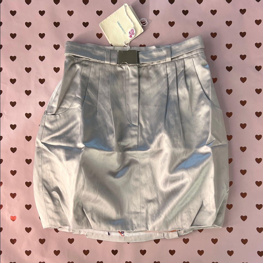 Emilio Pucci Shimmering Silver Pencil Balloon Skirt